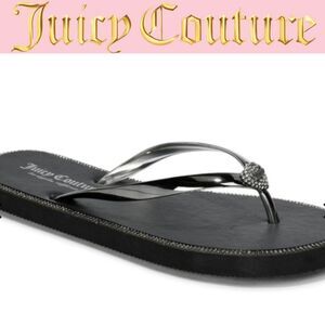Juicy Couture Selfless Flip-Flop Sandals- Pewter/Black